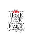 Home is a place, love is a feeling, family is everything, vector