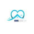 Love Home blue Logo Template. vector. on white background Royalty Free Stock Photo