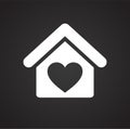 Love home icon on black background for graphic and web design, Modern simple vector sign. Internet concept. Trendy symbol for Royalty Free Stock Photo