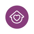 Love home icon, house combined with heart sign, vector icon design, home and love vector logo, thin line style