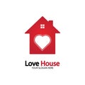 Love Home Logo. Heart and House Icon Combination. Health and Care Symbol. Flat Vector Logo Design Template