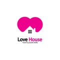 Love Home Logo. Heart and House Icon Combination. Health and Care Symbol. Flat Vector Logo Design Template Royalty Free Stock Photo
