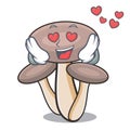 In love honey agaric mushroom mascot cartoon