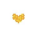 Love honey, bee hive shape heart. Vector logo icon template