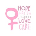 Love, hope, faith, care label. Hand drawn vector illustration Royalty Free Stock Photo