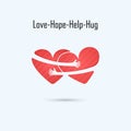 LOVE-HOPE-HELP-HUG vector logo design template.Aid & love icon.Wedding logo.Bridegroom & Bride icon idea concept.Family,man & Royalty Free Stock Photo