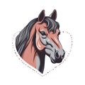 Love Horse Face Sticker On Isolated Tansparent Background, Png, Logo. Generative AI