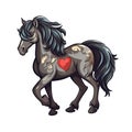 Love Horse Sticker On Isolated Tansparent Background, Png, Logo. Generative AI