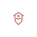 Love house, home care. Vector logo icon template