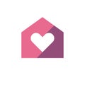 Love house logo design, sweet home logo icon, house and heart symbol vector Royalty Free Stock Photo