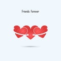 LOVE-HUG-FRIENDS FOREVER vector logo design template.Aid & love