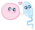 Love human egg cell and sperm, vector or color illustration