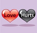 Love Hurts floating hearts red and black vector