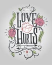 Love hurts lettering badge b