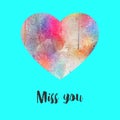 Miss you or love icon,symbol in the rain Royalty Free Stock Photo