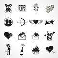 love icon set with love couple, love message