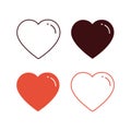 Love icon set. Heart icon vector. Like icon vector. Hollow and full set of hearts. Active and not button social network.