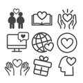 Love icon set isolated. Modern outline on white background