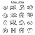 Love icon set in thin line style Royalty Free Stock Photo