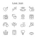 Love icon set in thin line style Royalty Free Stock Photo