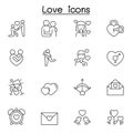 Love icon set in thin line style Royalty Free Stock Photo