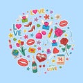 Love icon set on a valentin day Royalty Free Stock Photo