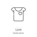 love icon vector from gender identity collection. Thin line love outline icon vector illustration. Linear symbol for use on web Royalty Free Stock Photo