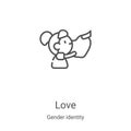 love icon vector from gender identity collection. Thin line love outline icon vector illustration. Linear symbol for use on web Royalty Free Stock Photo