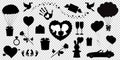 Vector love icons set of 20 editable filled valentines silhouette signs isolated