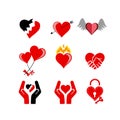 Love icons. set editable filled love icons such , family, heart with arrow, couple, heart search Royalty Free Stock Photo