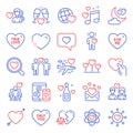 Love icons set. Included icon as Man love, Dating network, Couple love. Vector