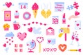 Love icons set for valentine`s day or wedding. Vector flat design isolated on white background Royalty Free Stock Photo