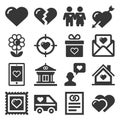 Love Icons Set on White Background. Vector Royalty Free Stock Photo