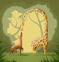 Love Illustration: The Deer and The Giraffe.