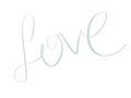 Love illustration. Handwritten Love text sign on white background isolated. Wedding greeting card. Happy valentines day