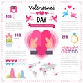 Love Infographic Banner With Copy Space. Set Of Template Elements Icons Over Pink Background, Valentine Day Concept