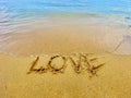 Love inscription on the beach