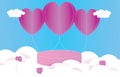 love Invitation card Valentine\'s day abstract background with text love and young joyful,clouds,paper cut pink heart. Vector Royalty Free Stock Photo