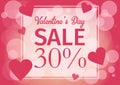 Love Invitation card Valentine`s day , paper cut mini heart, glare. Frame. Sale day . Vector illustration. Royalty Free Stock Photo