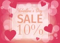 Love Invitation card Valentine`s day , paper cut mini heart,pink, glare. Frame. Sale day . Vector illustration.