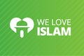 We love Islam religion, heart and mosque symbol, true muslim illustration