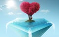 Love island shape tree , concept about love .