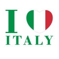 Love Italy. Flag Heart flat design vector illustration Royalty Free Stock Photo