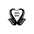 Love jazz logo saxophone vector illustration