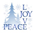 Love Joy Peace Christmas Card With Tree and Snow