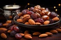 Love and joy of ramadan captured in a heart shaped arrangement of dates and sweets, ramadan and eid wallpaper