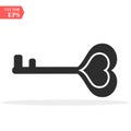 Love key icon heart shape vector isolated