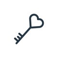 love key icon vector from valentines day concept. Thin line illustration of love key editable stroke. love key linear sign for use Royalty Free Stock Photo