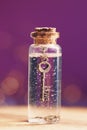 Love Key Inside Miniature Glass Bottle