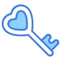 love key, unlock Icon, simple design blue line Royalty Free Stock Photo